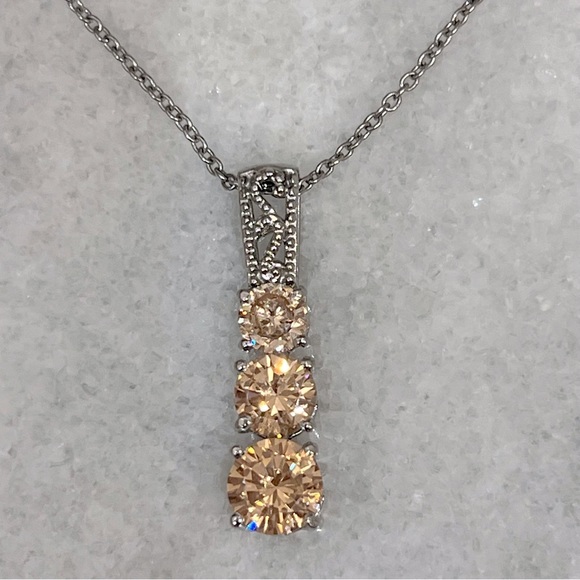 Citrine Gemstone Trilogy Pendant Necklace - Picture 6 of 11